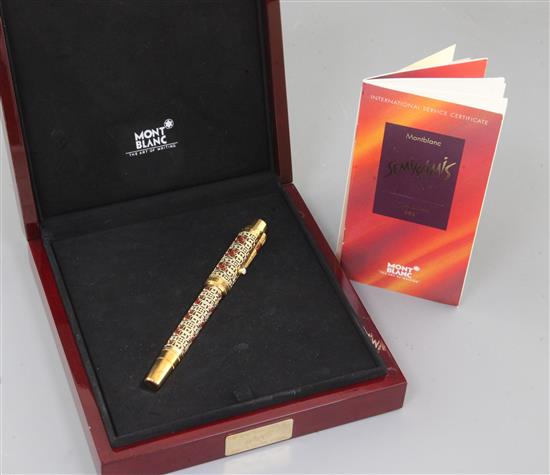 A Montblanc Semiramis Patron of Art limited edition 888 fountain pen, made in honour in Queen Semiramis
